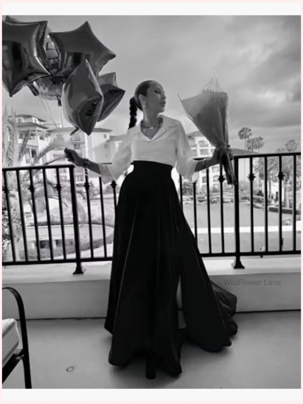 Satin Long Sleeve Prom Dress with Pockets Formal Evening Gown - Picture 7 of 7